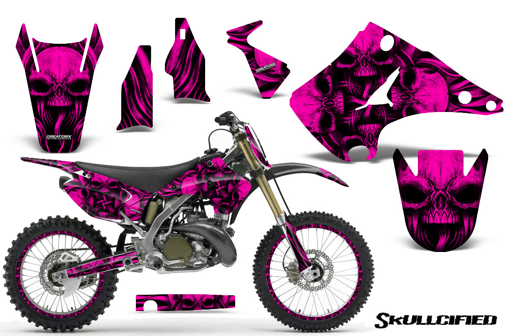 Kawasaki KX125 KX250 03-12 Graphics Kit Skullcified Pink NP Rims